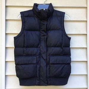 GAP Quilted Down Puffer Vest Gilet Women's Sz Small Blue Full Zip Button Snap